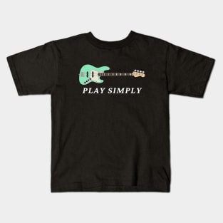 Play Simply Bass Guitar Surf Green Color Kids T-Shirt